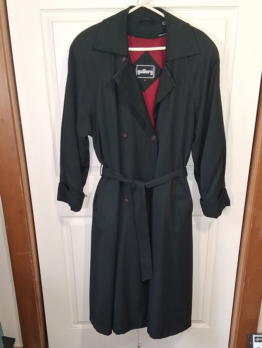 Vintage Gallery Double-Breasted Trench - Tie Waist Zip Out Liner - 10 - Black